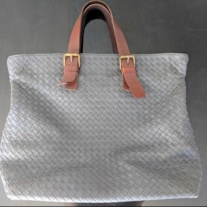 Bottega Veneta Woven Napa Leather Tote Bag Gray